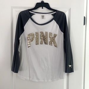 VS PINK Sequin Baseball Tee